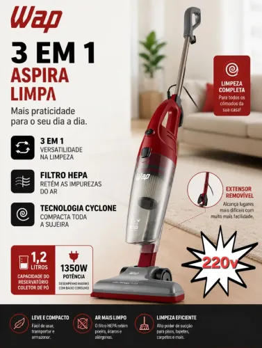 Aspirador de pó vertical WAP 220v - nunca usado