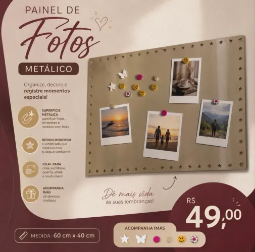 Lindo mural magnético com ímãs acompanhando