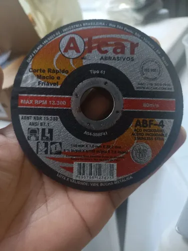 Disco de corte alçar abf4 1mm 115mm aço e ferro inox
