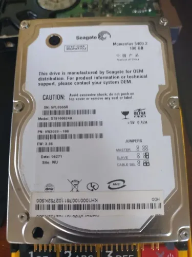 Hd IDE Notebook - Seagate 100 GB - Excelente estado e com Garantia - Aceitamos Cartões