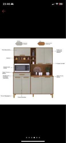 Armário de Cozinha Amsterdã Fidelitá 160cm - Semi-montado (Excelente estado) 
