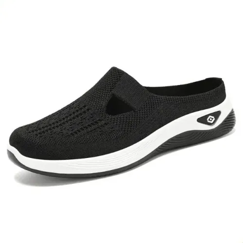 Tênis Casual Feminino Slip On Malha Respirável Preto BR 36 Leve Confortável Preto