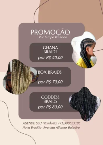 Tranças, Box Braids, ghana e mais.