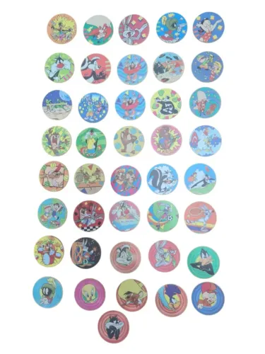 Kit com 41 Tazos Anos 90 Looney Tunes Pernalonga (Usado)