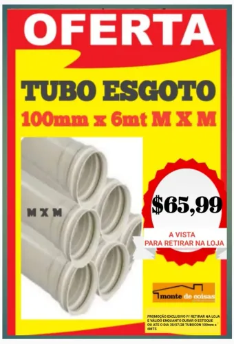 TUBO ESGOTO 100MM !! PROMOÇÃO !!