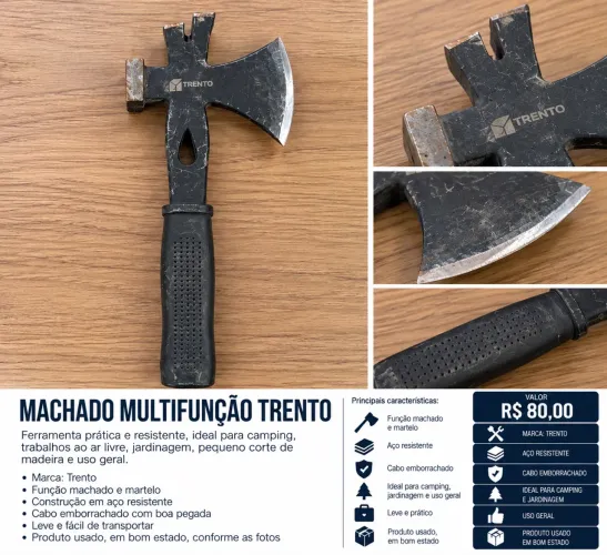 Machado Multifuncional Trento com Martelo e Cabo Emborrachado