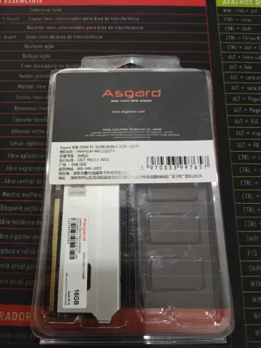 DDR4 asgard 16gb 3200mhz {1x16GB) NOVAS DE VITRINE