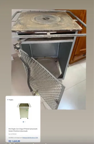 Mini-fogão Com Chapa Ff Painel Galvanizado Varão E Portinha Galvanizado