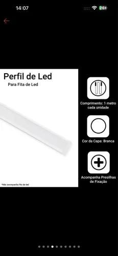 10 barras de 1 metro cada de perfil para led (10 metros) branco de embutir
