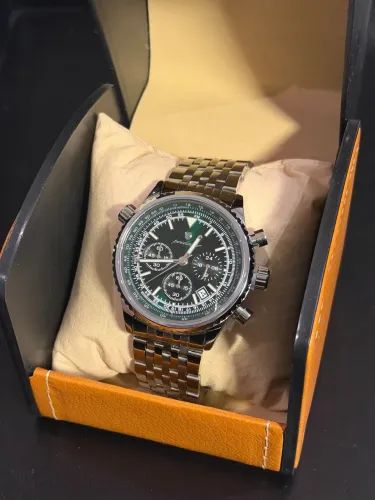 Relógio Poedagar Original Cronógrafo 43mm Aço Inox Verde Masculino Novo na Caixa