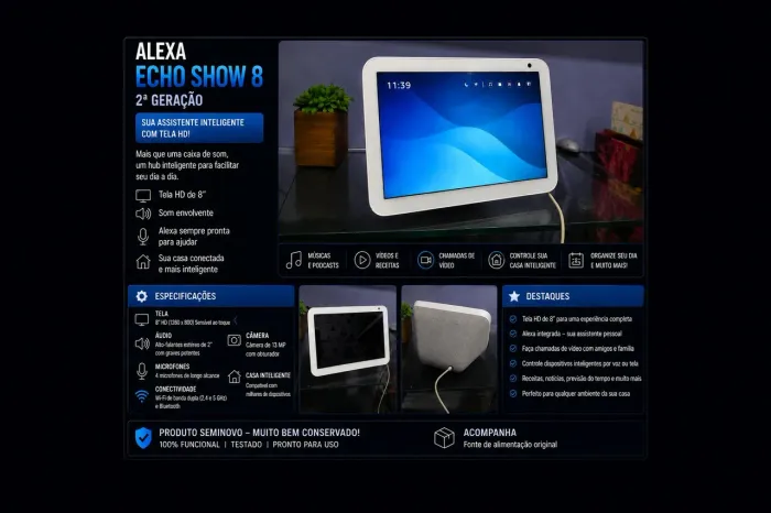 Amazon Echo Show 8 2ª Geração - Alexa com Tela HD