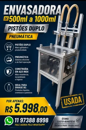 ENVASADORA DUPLO PISTÃO 500ML A 1000ML
