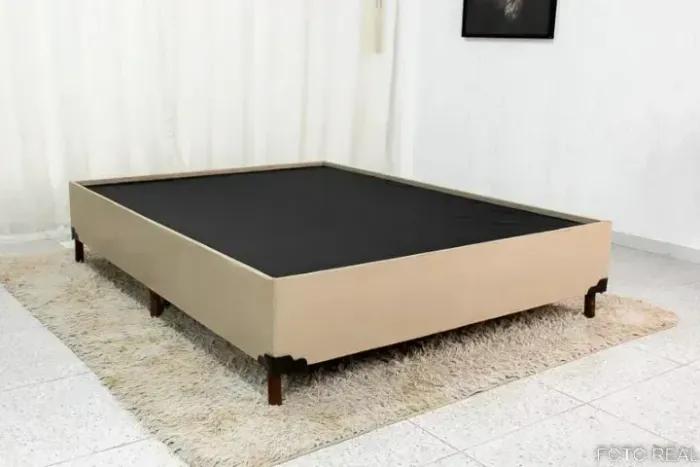 Base Box casal Suede Bege