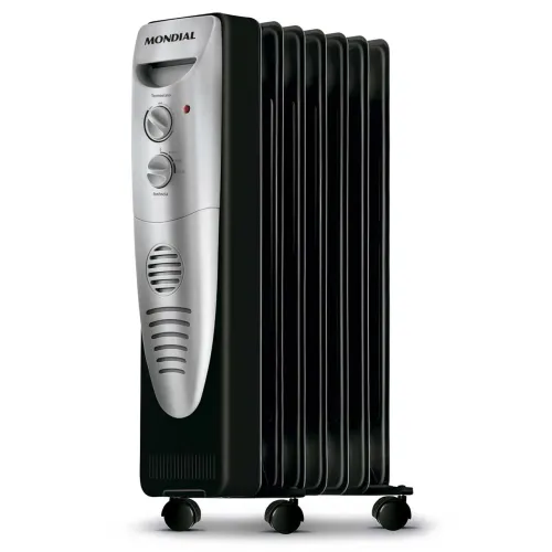 Aquecedor de Ambiente Mondial A-06 A Óleo Preto e Prata 1500W 127V