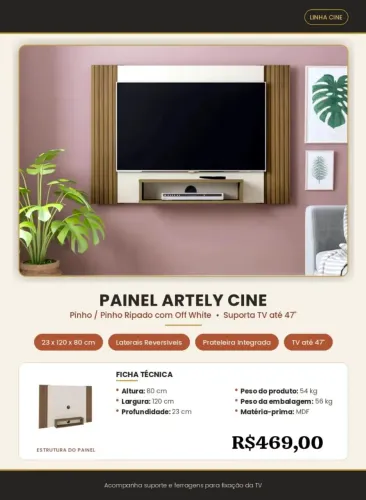Painel artley TV de ate 47"
