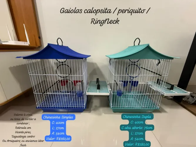 Gaiola periquito / calopsita dupla ou simples