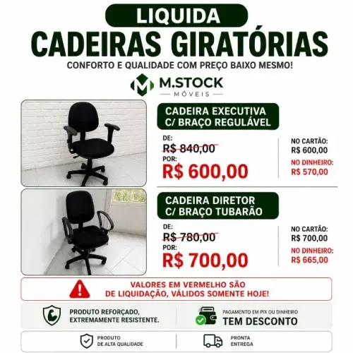 cadeira executiva diretor com braço preta 