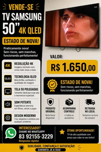 TV Samsung QLED 50" 4K - Imagem Perfeita! ?