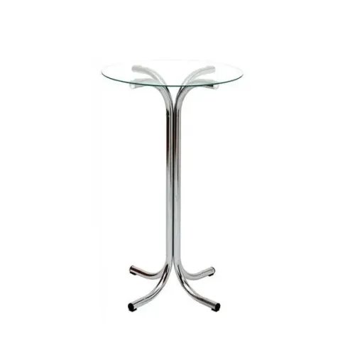 Mesa Alta Bistrô Cromada Com Tampo De Vidro Redondo 60cm Dividimos Em Até 10x Sem Juros