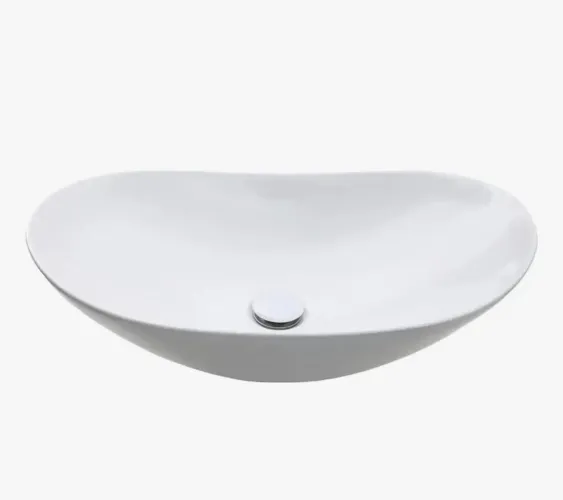 Cuba Apoio Banheiro Oval Louça Cerâmica Esfena Pingoo Branco