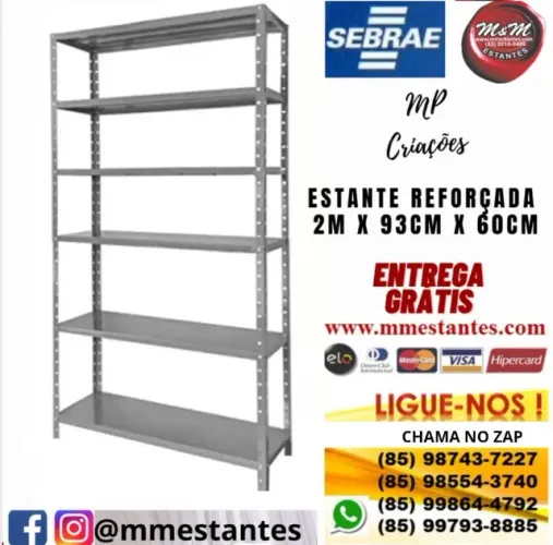 Entrega Grátis - Estante de Aço Reforçada com 60cm de Profundidade