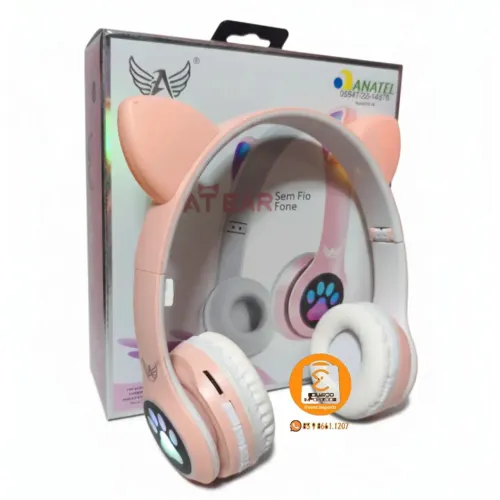 "CAT EAR" fone Bluetooth sem fio com RGB Colorido Gatinho