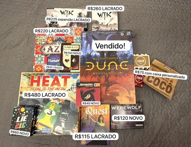 Coleção de Jogos de Tabuleiro - Dune, Heat, War of the Ring, Azul e mais (Novos/Lacrados)