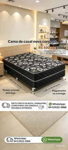 Temos camas de casal, para pronta entrega, pagamento na entrega, frete grátis.
