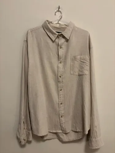 Camisa Hering de Linho Bege Masculina Básica Premium Confortável Tamanho XG/XL