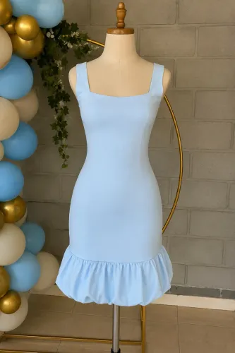 Vestido Balonê Azul Claro - Usado 1 vez (Chá de Bebê)
