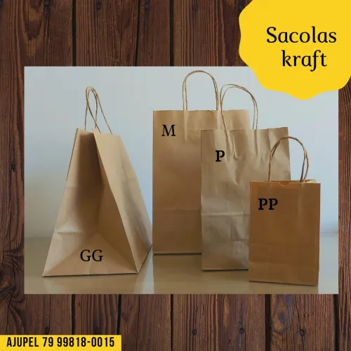Sacolas Kraft PP, P, M e G