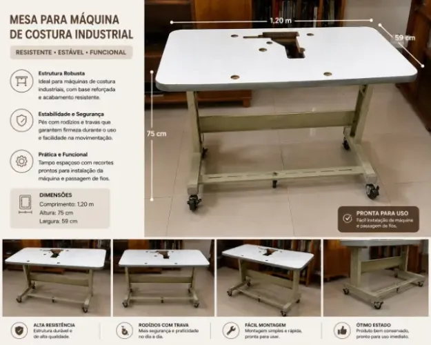 Mesa para máquina de costura industrial