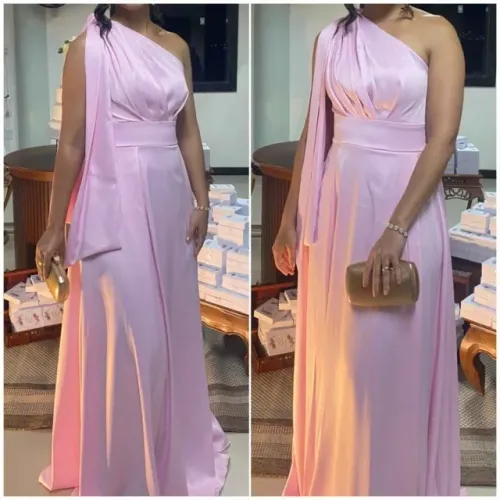 Vestido de Festa Longo Rosa Bebê - Um Ombro Só (Ideal para Madrinha/Formatura)