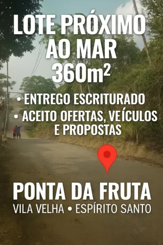 Dois lotes a preço de um, Balneario Ponta da fruta, aceito ouro, veículos, euro, parcelo