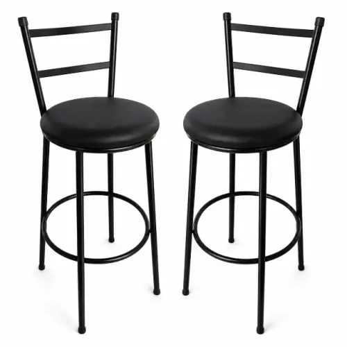 Banqueta Alta Cozinha Americana Gourmet Acabamento Preto Assento com Espuma Preto