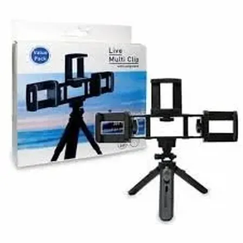 Tripé De Mesa Live Simultânea Suporte 3 Em 1 Live 360º Para 3 Celulares