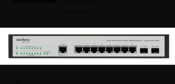 Switch gerenciável 8 portas Intelbras