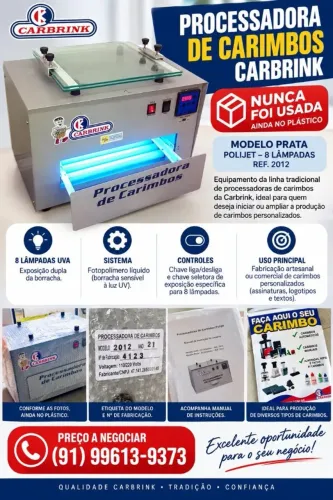 PROCESSADORA DE CARIMBOS CARBRINK - MODELO PRATA POLIJET - 8 LAMPADAS (NUNCA USADA)