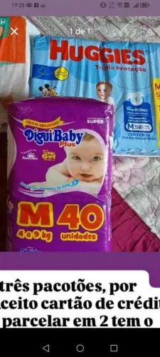 Fralda. Huggies M 58 ou digui. Pacotão, faço troca ou vendo