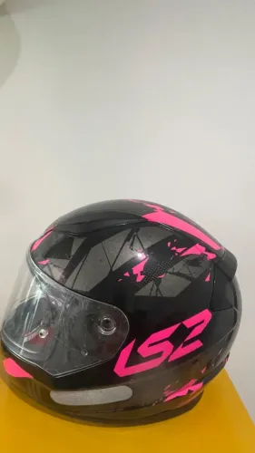 Capacete LS2 Rapid Preto e Rosa - Tamanho 52 (P)