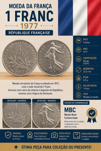 Moeda 1 Franc - França 1977