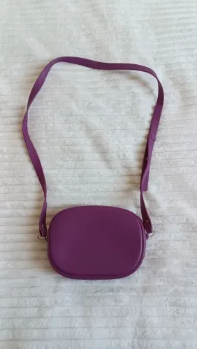 Bolsa Transversal Roxa e Carteira Feminina Bege
