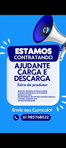 Vaga de emprego de ajudante de carga e descarga de caminhões feira do produtor de ceilandi