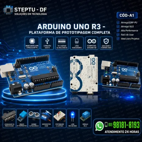 Arduino Uno R3 Board Atmega 328P-PU Atmega16U2 Robotica - Automação COD-A1