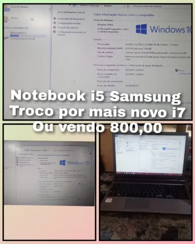 notebook i5 250 de hd 8 gb de ram 