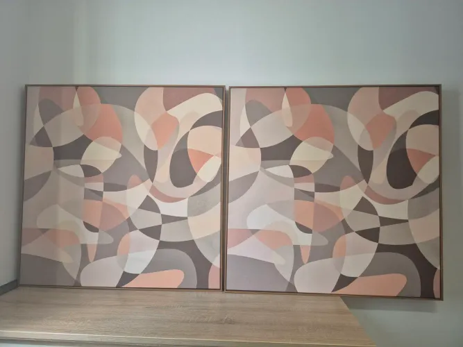 Par de Quadros Decorativos Abstratos Grandes (1m x 1m cada)