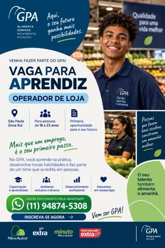 Vaga Aprendiz Operador de Loja/zona Sul-SP/GPA