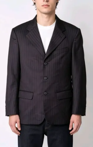 Blazer Masculino Social Preto Risca De Giz Sketch Tamanho 49
