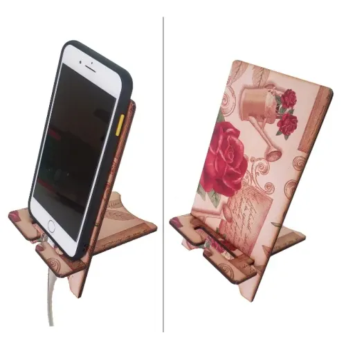Porta Celular Suporte Artesanato Mdf Estampado Rosas