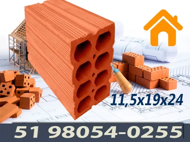 Tijolos 8 Furos 11,5x19x24
